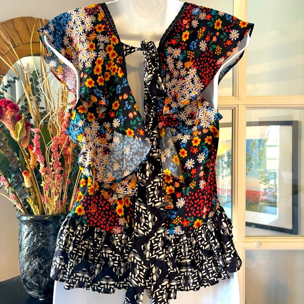 🌺Host Pick🌺 Anthropologie Bhanuni by Jyoti Embroidered Beaded Neda Top M NWOT - Picture 9 of 11